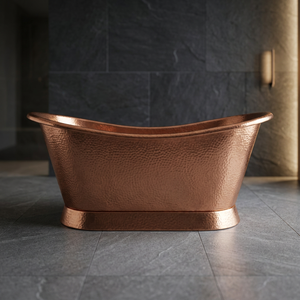Baignoire autoportante ovale en cuivre à pieds de chaise, fabriquée à la main, en métal, pour salle de bain et hôtel - Product Image 2
