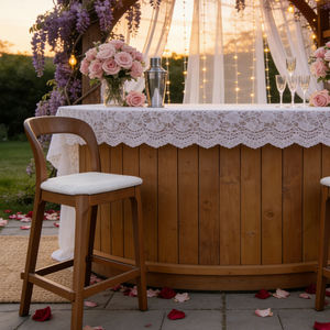 新入荷 ミニマリストデザイン 100%無垢材フレーム 布製クッション ハイバーチェア 結婚式イベント用 - Product Image 3