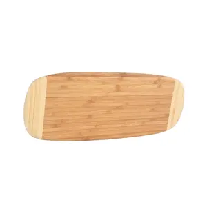 Organic Bamboo Cutting Board with 2 Tone Color Fresh Vegetable Sushi Display Plate in Rectangle Shape for Counter Use
