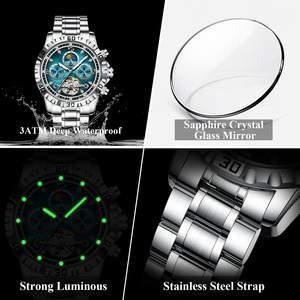 นาฬิกาข้อมือผู้ชาย Poedagar 1423 รุ่นหรูหรา ตัวเรือนสแตนเลสสตีล กันน้ำ เรืองแสง ระบบอัตโนมัติ เครื่องจักรกล - Product Image 4