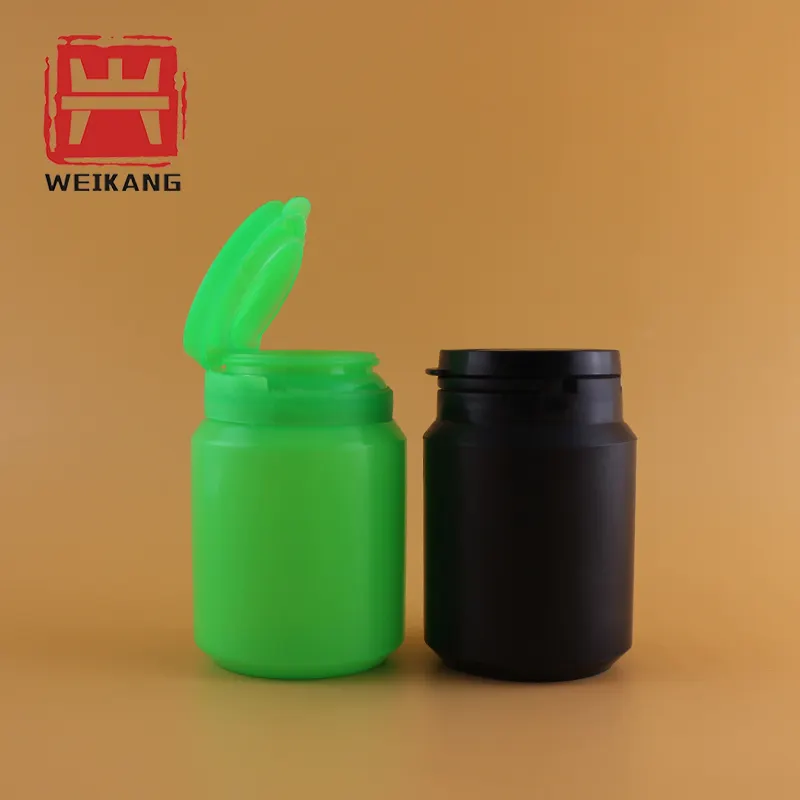 Plastic Jar 50ml 60ml 100ml 150ml 200ml 300ml Empty Black White Green Pill Capsule Container Pull Ring Chewing Gum Bottle