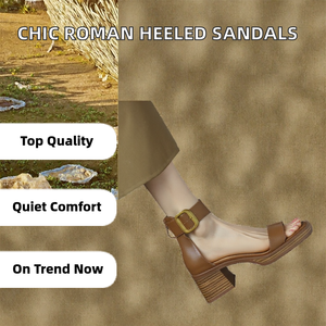 Sandales à talon ultra haut de style romain pour femmes, légères, à bout carré, pour l'automne, avec semelle en caoutchouc - Product Image 2