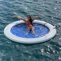 Hamaca de agua de anillo inflable DWF duradera personalizada para piscina Mar o lago con Red y portavasos equipo de juego de agua