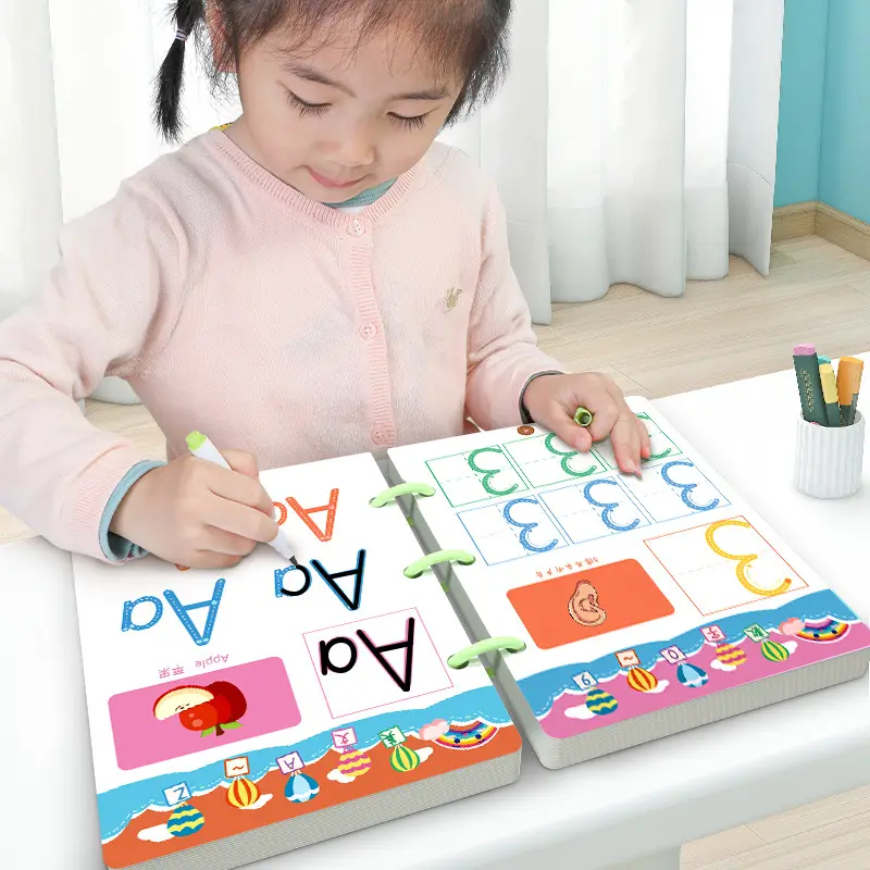 Toddler Erasable Paper Training Book Pen Control Training Kindergarten Stroke Line Dot to Dot Book
