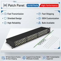 Pasokan Langsung Pabrik Panel Patch RJ45 Cat5e/Cat6 Terintegrasi dan Terlindungi dengan 48 atau 24 Port  Panel Patch Jaringan Cat6 48-Port