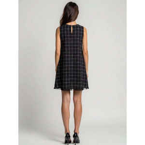 Vestido Mini a Cuadros para Mujer, Tejido con Estampado Digital, Cuello Redondo, Silueta Evase, Tela Suave, Fabricante y Proveedor OEM al por Mayor - Product Image 4