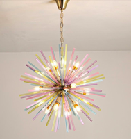 LUSTRE EN CRISTAL ARC-EN-CIEL Corps en fer Pièces en verre de cristal Base E-14 verre coloré