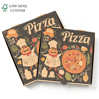 Boîte à pizza en kraft écologique recyclable, boîte en papier alimentaire jetable avec impression de dessin animé personnalisée pour la livraison de pizzas