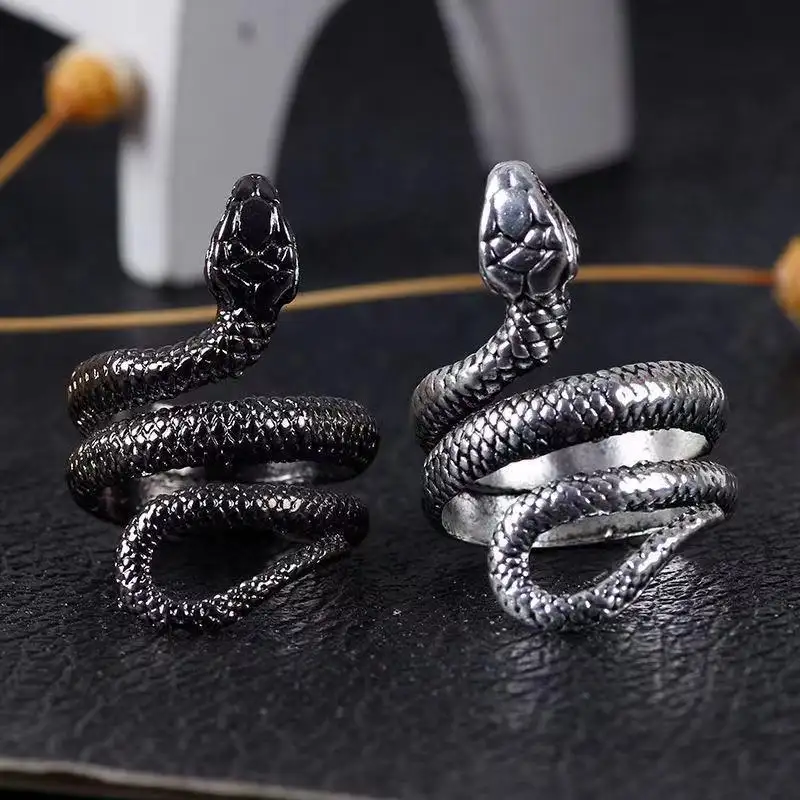 DAIHE Fashion Jewelry Vintage Hip Hop Rock Punk Style Snake Shaped Ring Mens Rings