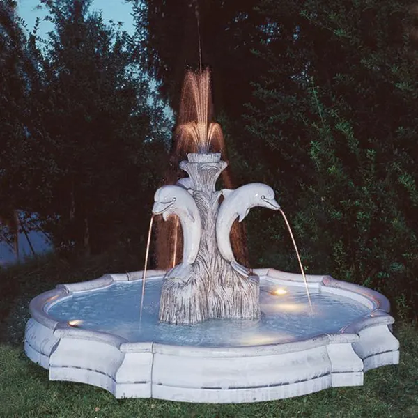 Fontaine d'eau en forme de dauphin et de marbre, pierre d'extérieur, conception populaire, pour jardin, livraison gratuite