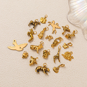 Bonitos Dijes de Animales de Acero Inoxidable, Chapados en Oro, con Forma de Jirafa, Mariposa, Pájaro, <span class=keywords><strong>Caracol</strong></span>, <span class=keywords><strong>Cebra</strong></span> y Tigre, para la Fabricación de Joyas - Product Image 2