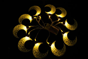 DAMAI LED Ramadan Mubarak Eid String Light Moon Star Castle Kerosene <b>Lantern</b> <b>Lamp</b> Eid Muslim Indoor Outdoor Party Supplies - Product Image 2