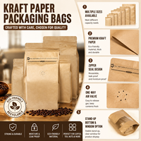 Sachet de café kraft de luxe personnalisé 500g à huit soudures latérales avec fermeture à lien métallique, pochette haute barrière pour emballage d'espresso – Vente directe usine