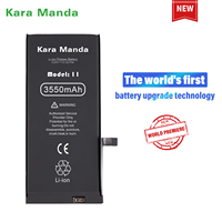 Kara Manda sans fenêtre contextuelle KM Crack batterie de téléphone haute capacité 3550mAh 100% santé de la batterie pour iPhone 11 remplacement de la batterie