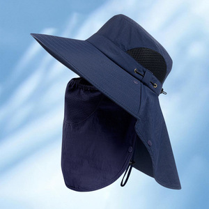 Summer Outdoor Sun <b>Hat</b> Wide Brim UV Protection Breathable Adjustable For Adults Casual Bucket <b>Hat</b> - Product Image 1