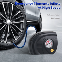 Compresseur d'air portable 12V DC pour voiture, gonfleur de pneus, lumière d'urgence, jauge 150 psi, 5 LED, design compact ABS, certifié CE, garantie 2 ans
