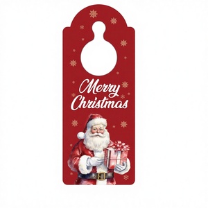 Christmas <strong>Art</strong> <strong>Paper</strong> Door Hanging Card Santa Claus Door Sign Doorknob Ornament Recyclable Party Scene Decoration 100pcs - Product Image 6