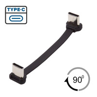 Câble adaptateur Type-C cinq cœurs, connecteurs mâles doublement coudés à 90 degrés, conception moulée en PVC, âme en cuivre, prend en charge la transmission rapide des données 65W