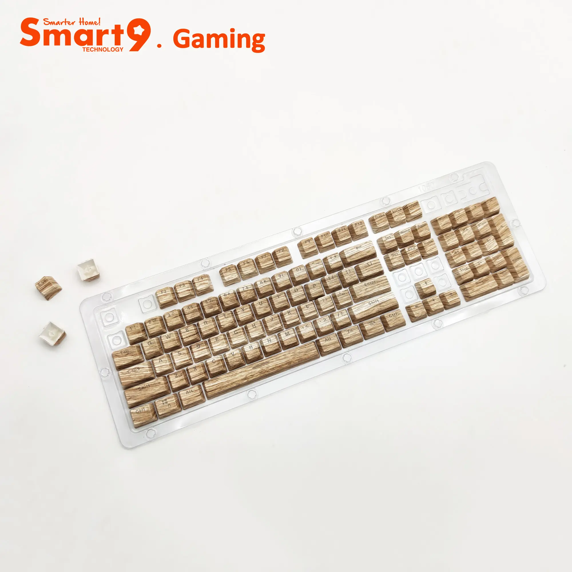 Smart9 Keyboard Permainan Mekanis, Motif Air Kayu Potret Ganda ABS PBT Warna-warni untuk Kabel Nirkabel