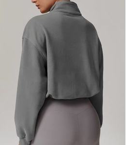 Manufacturer Custom 3d Embossed <b>Women's</b> Sweatshirts and Hoodies High Quality Blank Cotton <b>Quarter</b> <b>Zip</b> Sport Sweatshirt for <b>Women</b> - Product Image 5