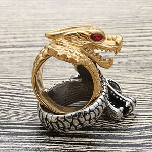 Bague Dragon pour Homme en Acier Inoxydable, Design Animal, Style Punk, Rétro, Bijou Cadeau 27078 - Product Image 4