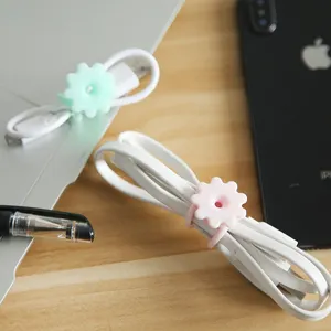 Cut Design Flower Shape Cable Clip CC 973 Mobile Phone USB plastic wire clip For Mobile Phone And Earphone