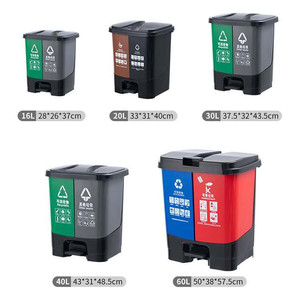 Waste <b>Bin</b> Double Compartment 16L 20L Pedal Operated Indoor Outdoor Use Recyclable Kitchen Waste Sorting <b>Bin</b> - Product Image 5