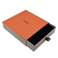 Boîtes en carton rigide écologiques personnalisées avec logo, emballage de vêtements, boîte cadeau de luxe en carton orange avec tiroir coulissant pour chaussettes, petite taille