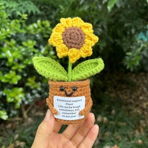 Muñeco de girasol positivo Crochet con tarjeta Gracias por ayudarme a crecer Regalo de agradecimiento al Maestro de la planta de ganchillo del estudiante - Product Image 5