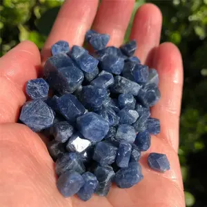 En gros Naturel Bleu Saphir Brut Pierre Gemme Cristal Petit Point Baguette de Quartz