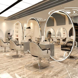 Equipo de Salón 2024, Otros Muebles de Salón, Estaciones de Barbería de Doble Cara, Espejo para Peinado, Estación de Salón con Luces - Product Image 4