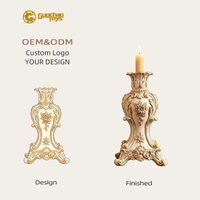 Support de bougie artisanal en résine sculptée en forme de rose, style baroque vintage, ornement de table, fabriqué en Chine