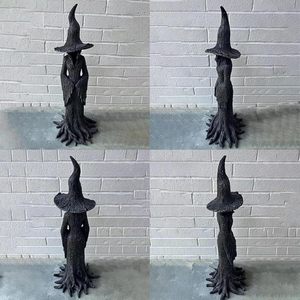 Witt, estatua de bruja encantadora para Halloween, obra de arte de resina pintada a mano, decoración de jardín perfecta con patrón de Anime y Animal - Product Image 6