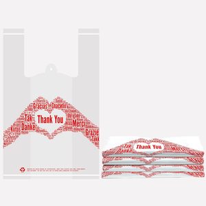 Bolsas de Compras Biodegradables de PE Tipo Camiseta, Reutilizables y Desechables, Tamaño Estándar de Supermercado, Blancas, para Restaurante, para Llevar - Product Image 1