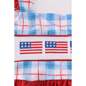 Maillot de bain une pièce de fitness à smocks et à carreaux brodés avec protection solaire UPF50+ 12M 160g - Product Image 4
