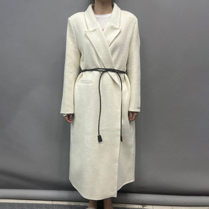 2025 dame nouvelle mode longue laine pardessus revers couleur unie haute qualité hiver femmes cachemire laine manteau avec <span class=keywords><strong>ceinture</strong></span> en cuir - Product Image 1