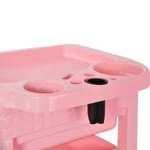 Розовая пластиковая тележка для мобильного салона с 4 колесами, качественное оборудование для парикмахерской, тележка, тележка из полипропилена, материалы для домашнего использования красоты