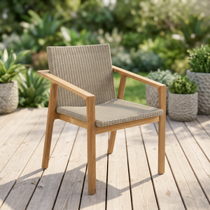 Chaise de salle à manger d'extérieur en teck massif - Imperméable et écologique pour jardin, terrasse et restaurant - Product Image 3
