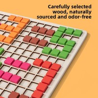 Puzzle Kayu Montessori Mosaik Blok Bangunan untuk Balita Mainan Pelatihan Kognitif Kreatif