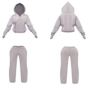 Veste à capuche et pantalon de survêtement en coton polaire épais personnalisés par OEM Jogger Tracksuit 2 Ensemble de deux pièces Vêtements d'hiver pour femmes - Product Image 2