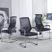Chaise de bureau ergonomique moderne à base en arc épaissie, confortable, en maille, pour personnel de bureau - Vente en gros usine