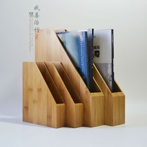 Bamboo Magazine Organizer 30x25.5x6 Cm With Multiple Slots For Office Desk Storage And Document Organization - Product Image 1