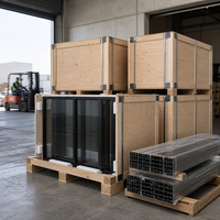 Fournisseur B2B en gros de murs-rideaux en verre commercial Hangxing, façade à vitrage foncé, projet de bâtiment de bureaux sur mesure