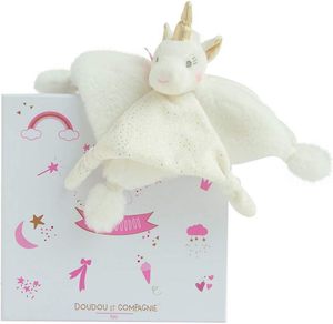DOUDOU ET COMPAGNIE 20 cm Rose/Blanc/Or Carré Licorne Doudou Tout Doux Bébé Literie <span class=keywords><strong>Naissance</strong></span> Cadeau Idée Perdu Doudou Garantie - Product Image 3