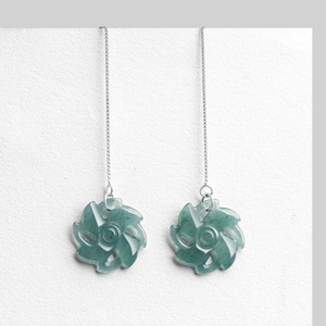 Pendientes de plata S925 con jadeíta natural auténtica y piedra preciosa verde claro - amuleto de la suerte. Joyería de alta gama para las orejas de mujer - Product Image 3