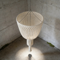 Décoration murale luxueuse en macramé avec abat-jour à pompons, tapisserie artistique pour la salle à manger