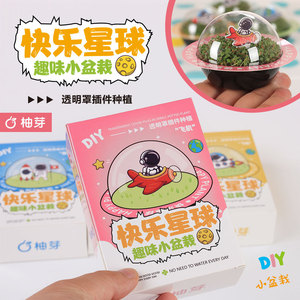 Mini plantas en maceta Happy Planet, diseño de dibujos animados con autorriego para niños, para escritorio. - Product Image 1