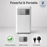 Climatiseur Portable en Stock 9000 BTU, Unité Mobile de Climatisation, Refroidissement et Déshumidification, R410a, Mini Climatisation pour Maison, Hôtel, Bureau