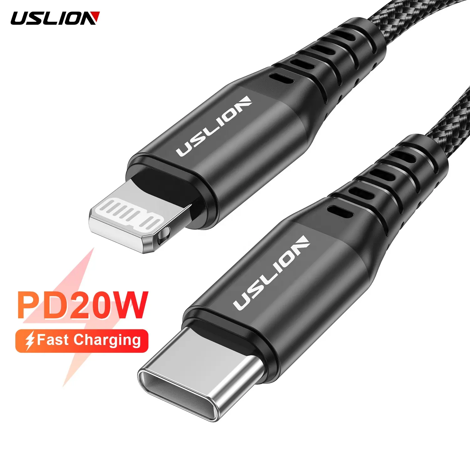 USLION OEM Logo PD20W 3A Fast Charging Data Cables USB C Cables For iphone cable 14 13 12 11 Mini Pro Max X XS XR SE 8 7 6 Plus