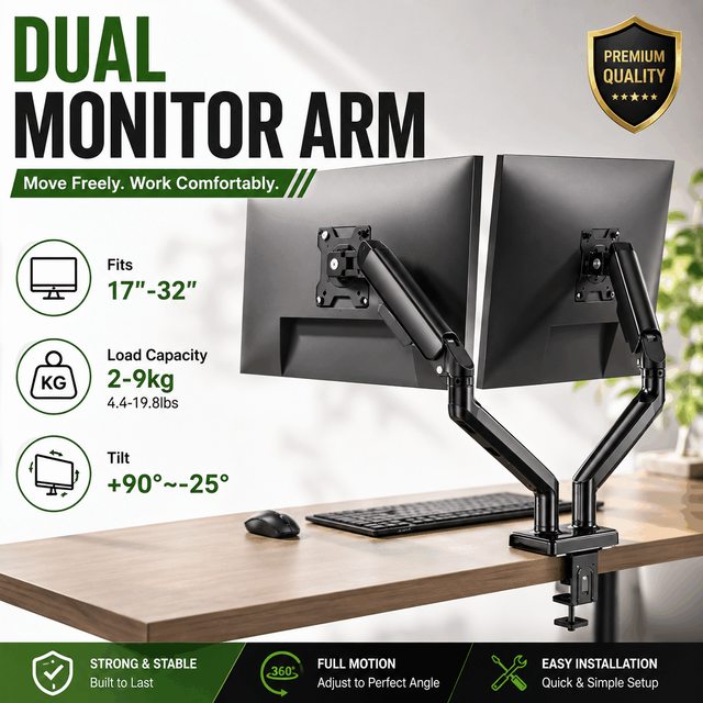 Zeno Gas Spring Monitor Stand 17-32 Inches Support Multiple Ecran Double PC Stand Dual Monitor Arm Desk Mount Cold Rolled Steel